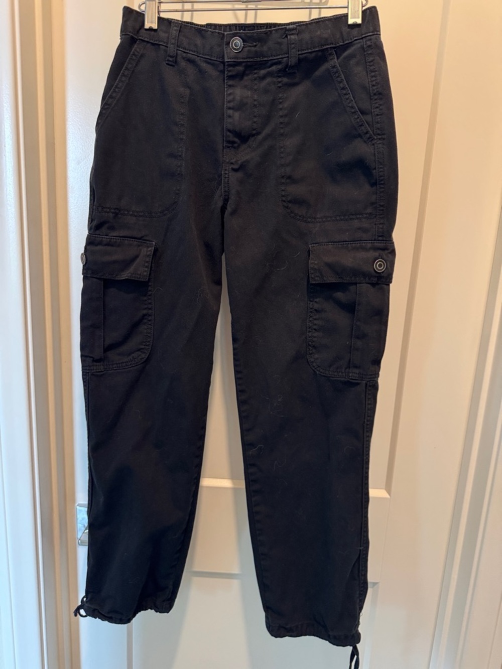 bp Black Women's Cargo Jeans with Ankle Drawstrings